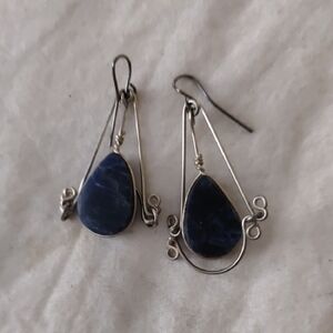 Artisan Silver and Blue Stone Earrings